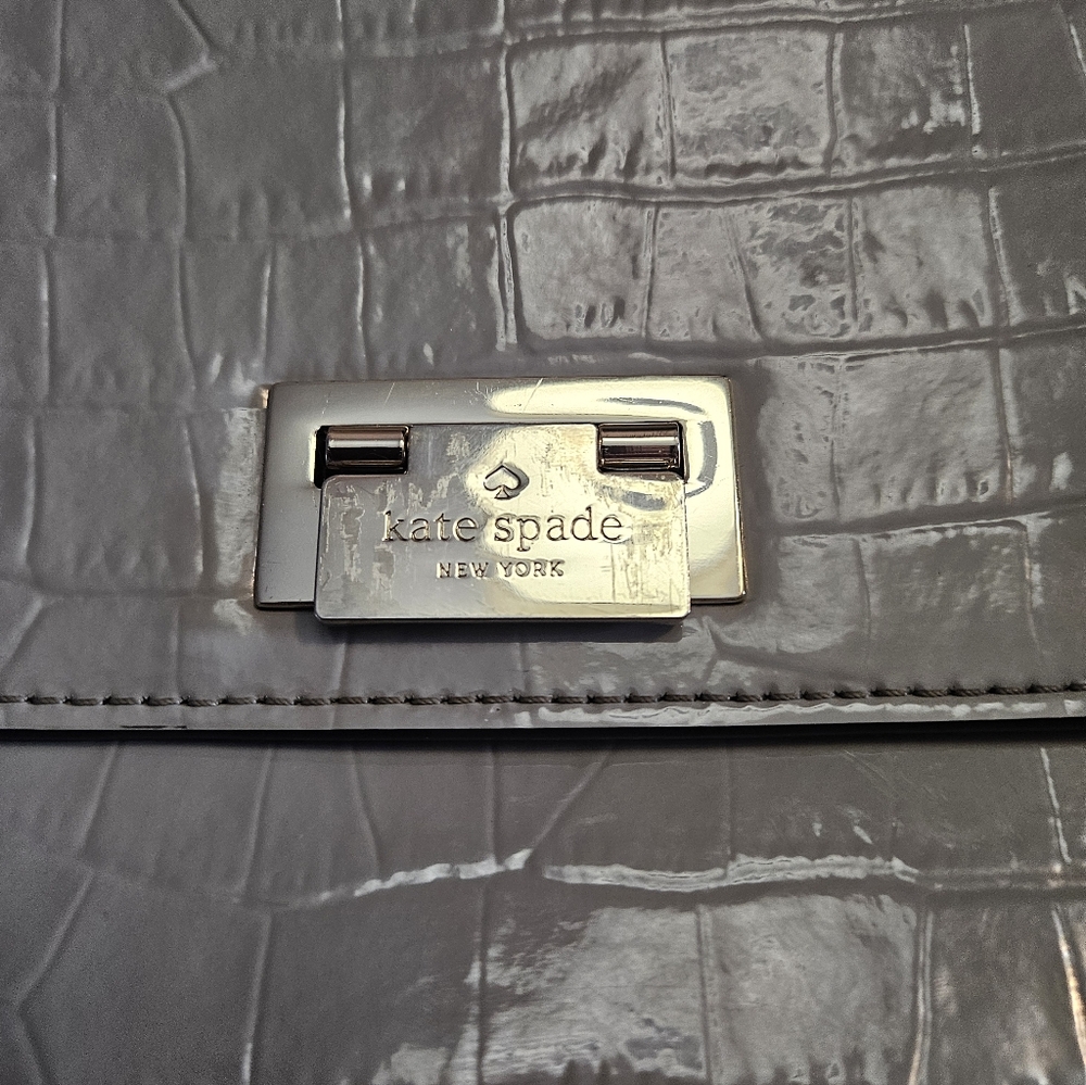 Kate Spade French Gray Croc Knightsbridge Doris Satchel - Picture 7 of 13